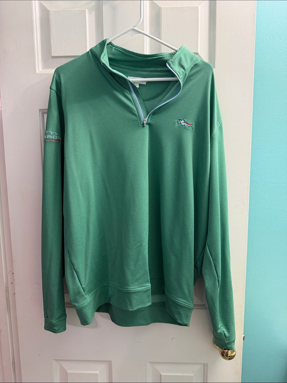 Peter Millar Mint Green Quarter-Zip Pullover